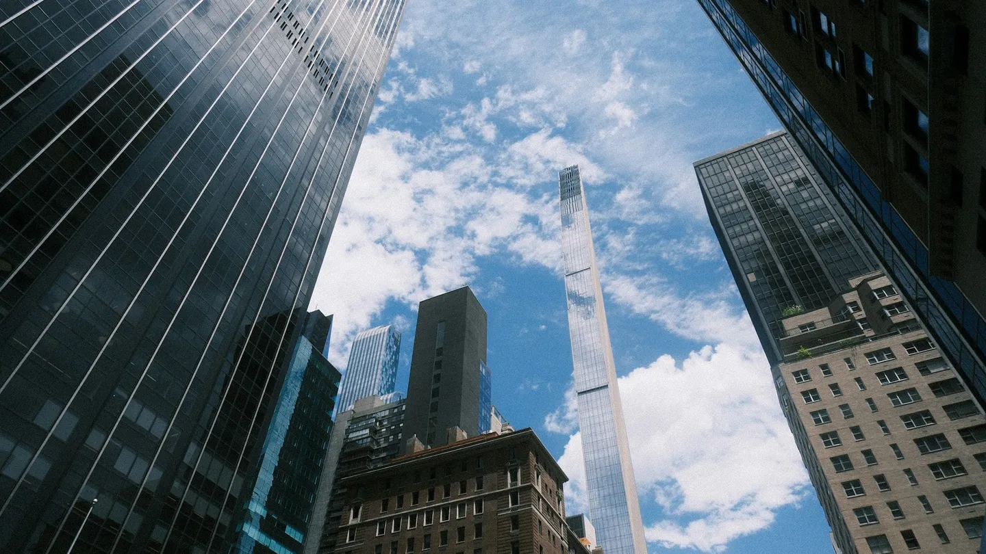Modern skyscraper under bright daylight