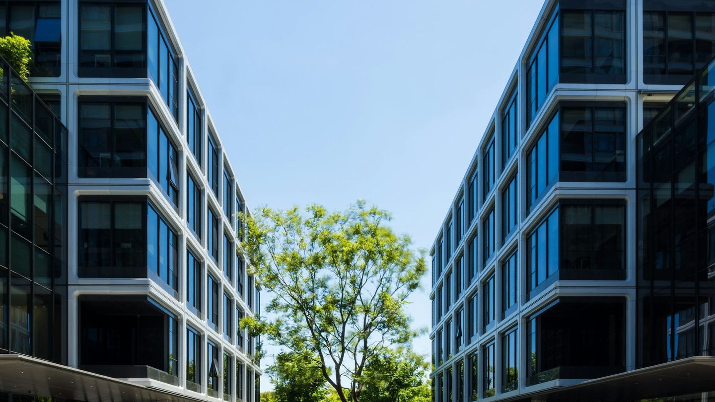 Contemporary office building in sunlight