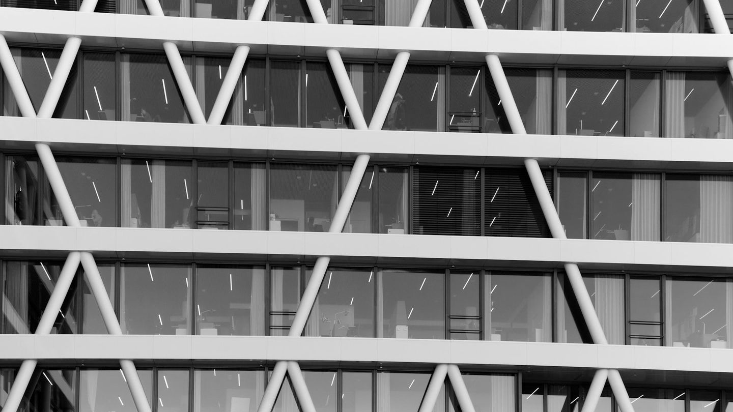 Modern office building under clear sky