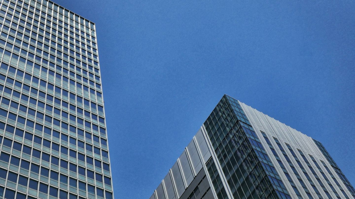 Modern skyscraper under bright sunlight