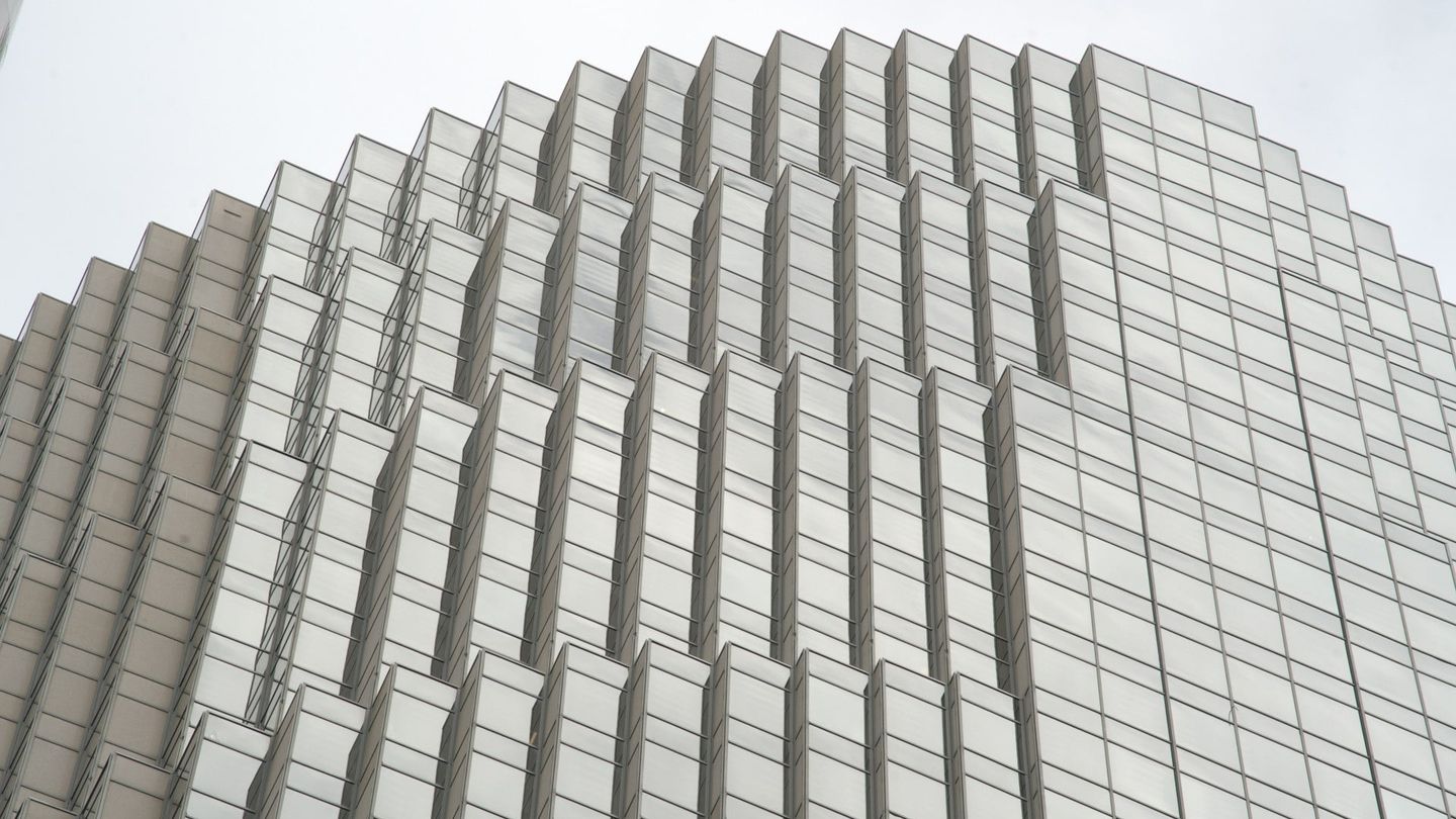 Modern skyscraper under bright sunlight