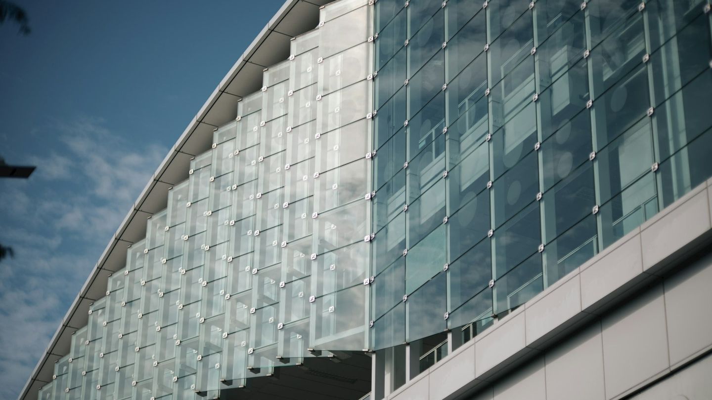 Contemporary office building under blue sky