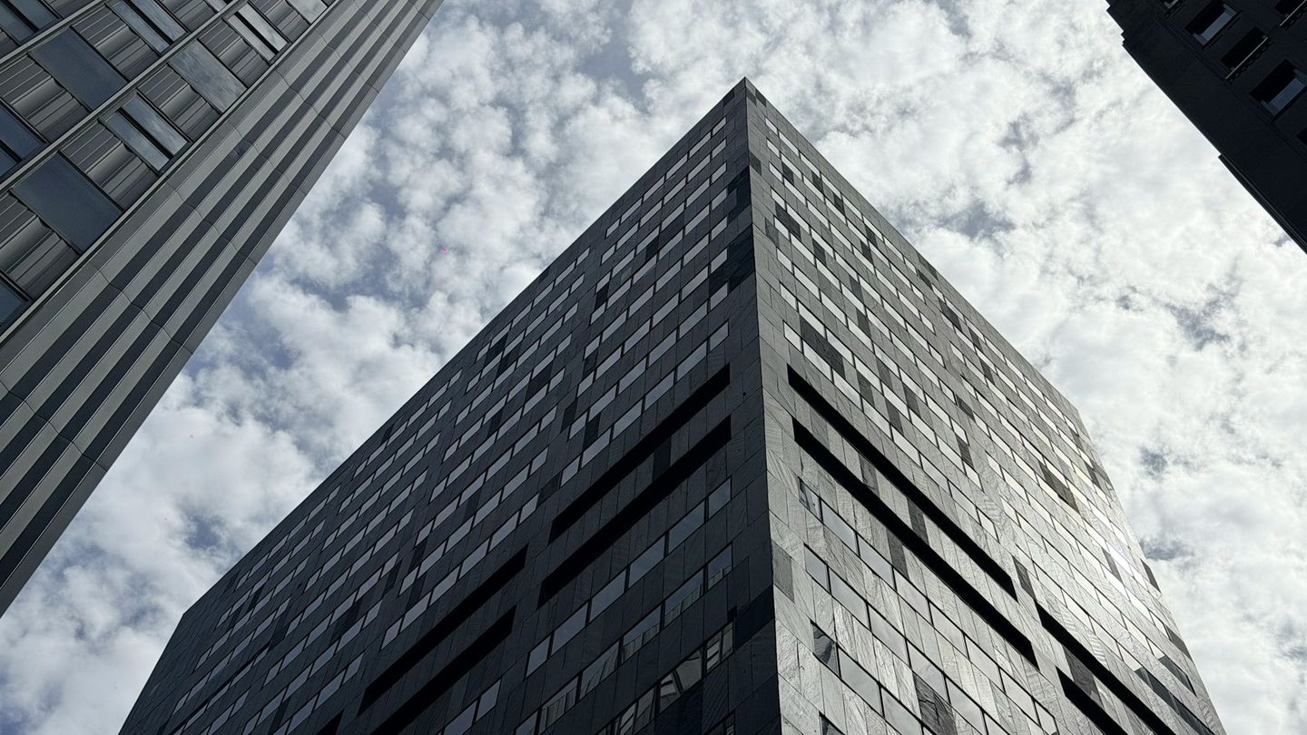 Modern office building under clear sky
