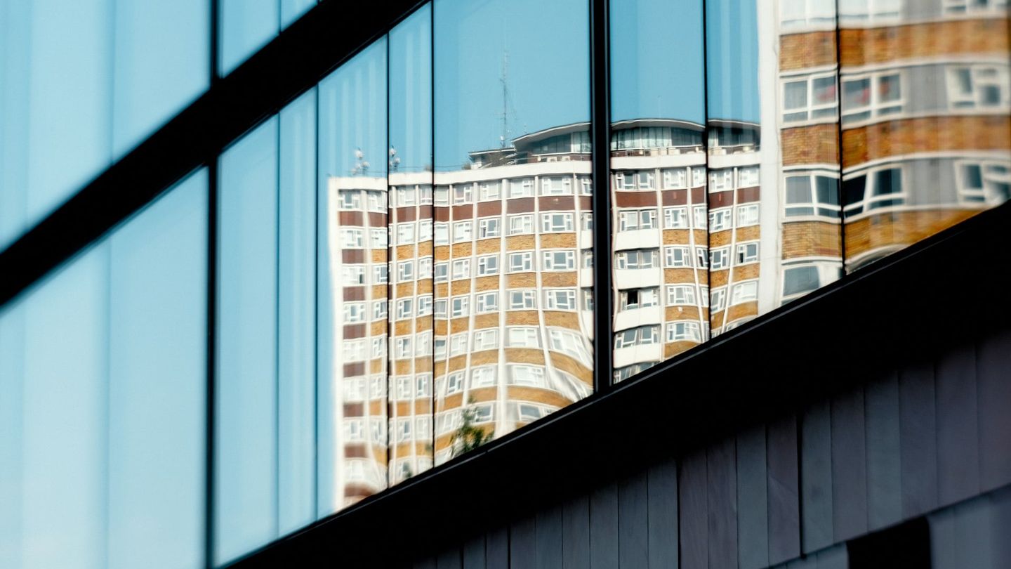 Contemporary office building with blue sky