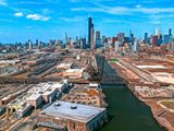 Chicago skyline at sunset