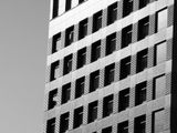 Modern office building under bright sky