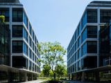 Contemporary office building in sunlight