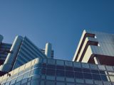 Modern office building under clear sky