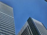 Modern skyscraper under bright sunlight