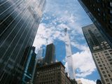 Modern skyscraper under bright daylight