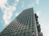 Modern office building under clear sky