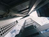 Modern skyscraper under bright daylight