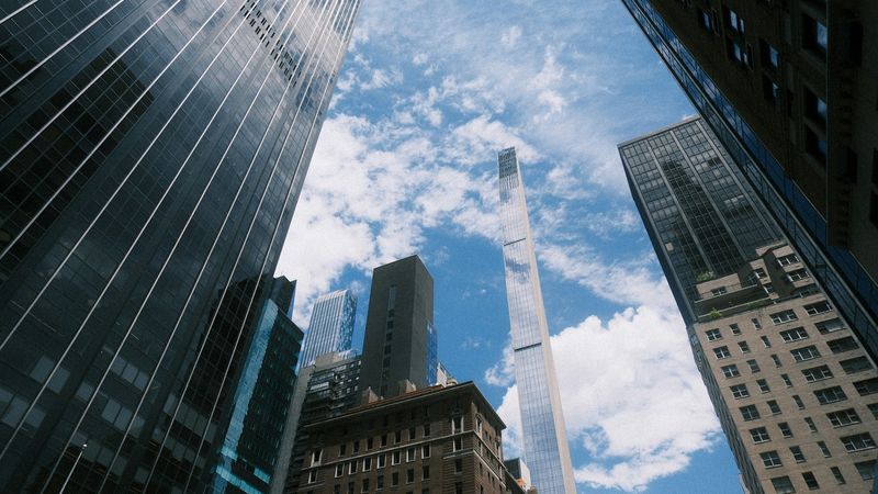 Modern skyscraper under bright daylight