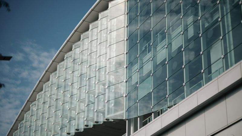 Contemporary office building under blue sky
