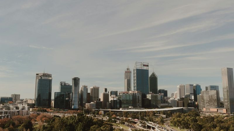 Modern skyscraper under bright daylight
