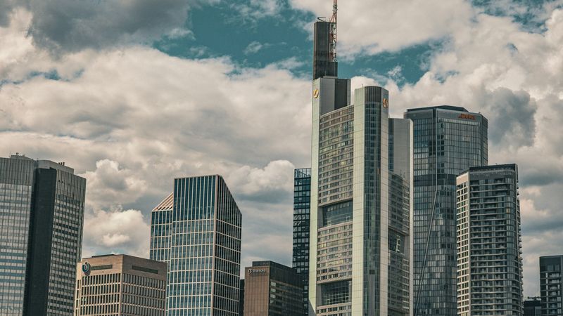 Modern skyscrapers in a financial district