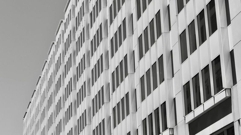 Modern office building under clear sky