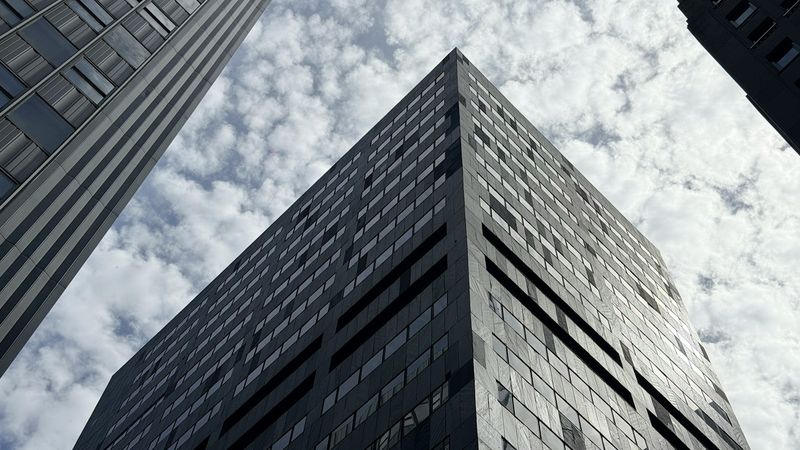 Modern office building under clear sky