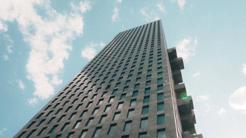 Modern office building under clear sky