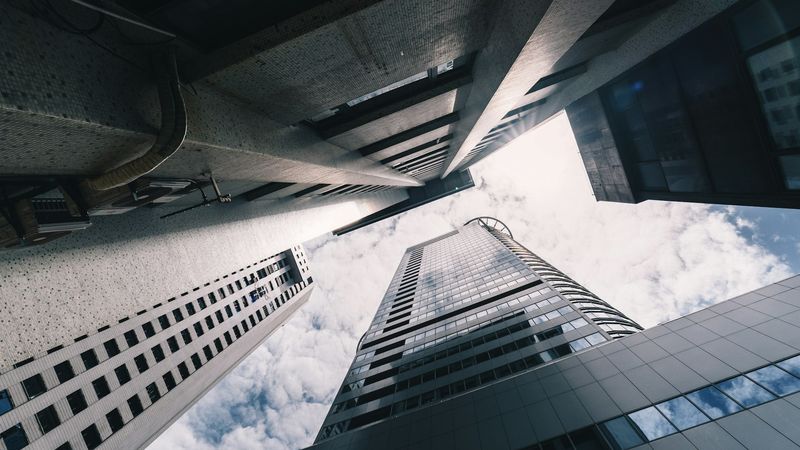 Modern skyscraper under bright daylight