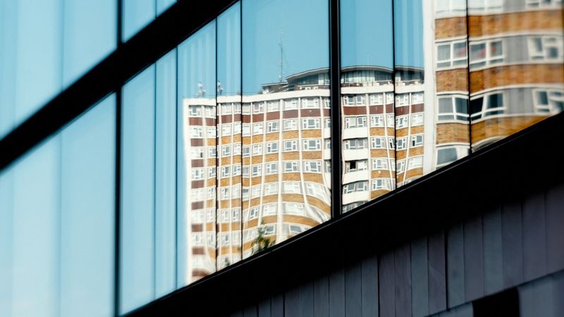 Contemporary office building with blue sky